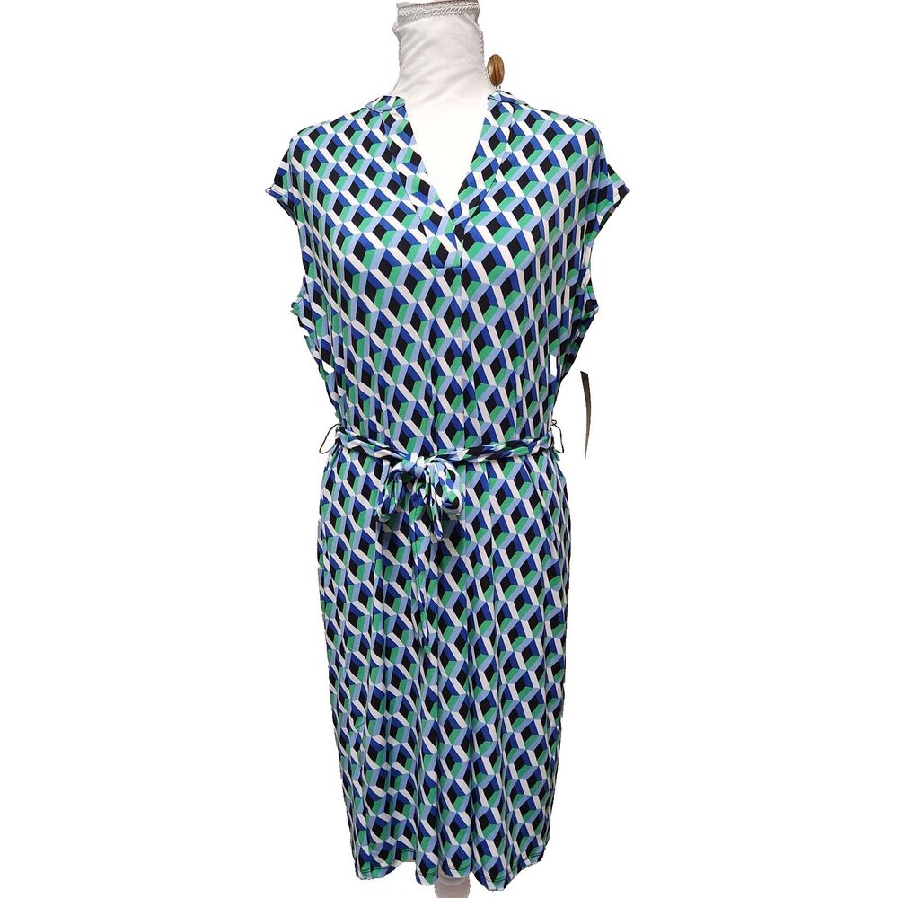 Jones New York Dress Womens Size 6 Shift Blue Slinky Sleeveless Liquid Knit